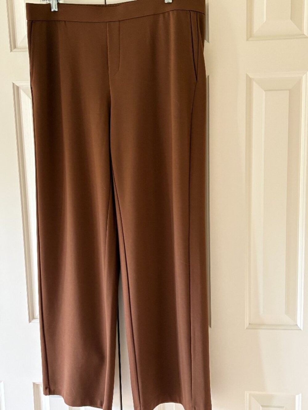 NWOT J. Jill Wearever  Double-Face Jersey-Knit Trousers Hickory Bark Brown Sz L